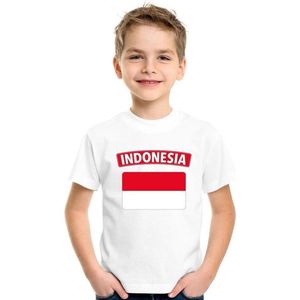 T-shirt met Indonesische vlag wit kinderen 158/164