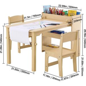 peuter-kleuter tafel - set - activiteiten tafel - hout - opbergruimte - krijtbord