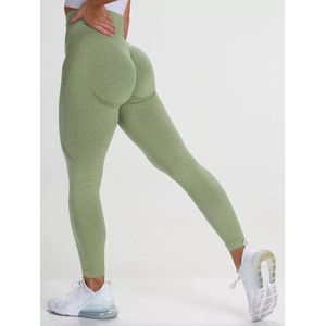 Sportchic - Sportlegging dames - High waist - Elastische band – Yoga legging - Squatproof - Anti-zweet - Sportbroek - Sportlegging dames High waist - Hardloopbroek - Shape legging - Sportlegging - Zonder Scrunch - Tiktok legging - Licht Groen - XS