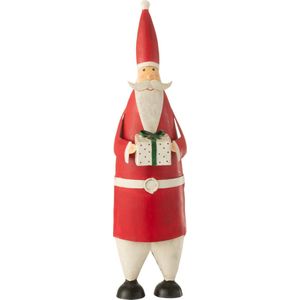 J-Line Kerstfiguren kerstman - ijzer - wit & rood - small - 44 cm - kerstversiering