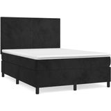 vidaXL - Boxspring - met - matras - fluweel - zwart - 140x200 - cm