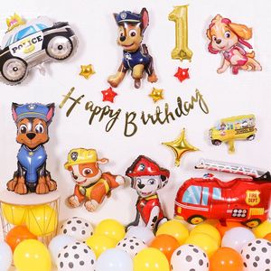 Loha-party® Honden Thema Versiering ballonen-Cijfer ballonnen-Verjaardag pakket-1-Ryder-Chase-Marshall-Skye-Rocky-Rubble-Zuma-brandweer auto-Politie auto-Happy birthday-Folie ballonnen