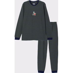 Pyjama Heren Woody Allover Stripe Vogel - Kakigroen