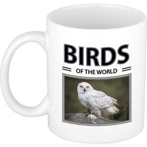 Dieren foto mok Sneeuwuil - 300 ml - birds of the world - cadeau beker / mok Sneeuwuilen liefhebber