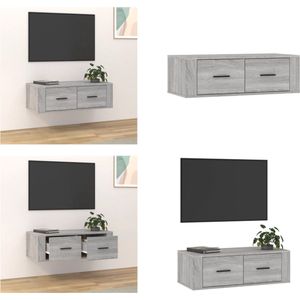 vidaXL Tv-hangmeubel 80x36x25 cm bewerkt hout grijs sonoma eikenkleur - Tv-kast - Tv-kasten - Tv-meubel - Hifi-meubel