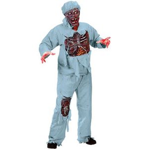 KIMU Kostuum Zombie Chirurg Blauw Dokter Pak - The Walking Dead Zombiepak Met Masker Halloween - Skelet Horror Verpleger Verpleegster Ziekenhuis Eng Geest Festival