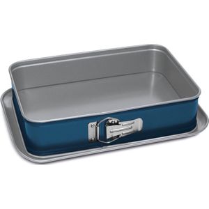 Guardini Xbake Springvorm - Cakeblik - Taartvorm - Cakevorm - Springvorm 24 cm - Springvorm Rechthoek - Bakvorm 24x7 cm - Staal - Blauw & Zilver