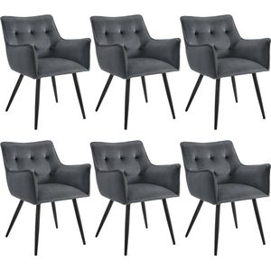 Rootz Velvet Eetkamerstoel Set van 6 - Pluche stoelen - Comfortabele zitting - Schuim met hoge dichtheid - Stevig metalen frame - Ergonomisch ontwerp - 57 cm x 80 cm x 57 cm