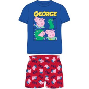 Peppa Pig George shortama/pyjama blauw/rood katoen maat 110