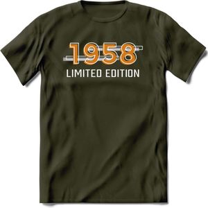 1958 Limited Edition T-Shirt | Goud - Zilver | Grappig Verjaardag en Feest Cadeau Shirt | Dames - Heren - Unisex | Tshirt Kleding Kado | - Leger Groen - XXL