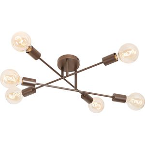 QAZQA sydney - Industriele Plafondlamp - 6 lichts - Ø 55 cm - Brons - Industrieel - Woonkamer | Slaapkamer | Keuken