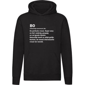 Bo | Unisex | Trui | Sweater | Hoodie | Capuchon | Zwart | Naam | Namen | Meisjesnaam | Woordenboek | Encyclopedie | Verjaardag | Grappig | Cadeau