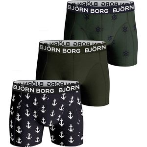 Björn Borg boxershorts Core (3-pack) - blauw en groen met ankers -  Maat: S