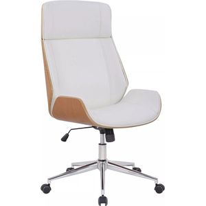 In And OutdoorMatch Premium bureaustoel Johnnie - Wit imitatieleer - Hoogte verstelbaar 44 - 52 cm - Ergonomisch - Luxe
