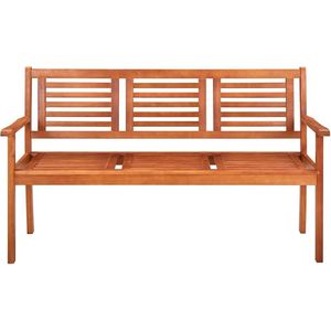 The Living Store Tuinbank 3-zits met kussen 150 cm massief eucalyptushout - Tuinbank - Houten Bank - Eucalyptus Hout - Buitendrank - Tuinset