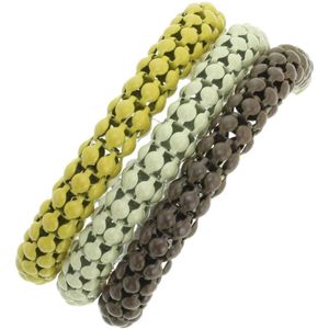Behave Snake armband 3 laags geel/groen/bruin