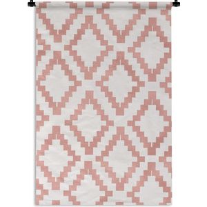 Wandkleed Luxe patroon - Luxe patroon van glimmende en gekartelde ruiten tegen een witte achtergrond Wandkleed katoen 60x90 cm - Wandtapijt met foto