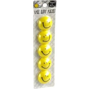 SOROH | Magnetoplan Smiley magneten | diameter 35 mm, 5 stuks | geel/zwart | whiteboard | koelkast magneten | smiley | kunststof | notities op te hangen