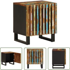 The Living Store Nachtkastje 40x34x46 cm massief gerecycled hout - Nachtkastje - Industrieel - Vintage - Bruine Kleur - Houten Meubel