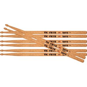 Vic Firth P5AT4PK Pack van 4 paar 5AT Terra drumstokken hickory houten tip