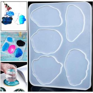 Onregelmatige Hars Mallen Kristal Epoxy Vorm Siliconen Mold Onregelmatige Cup Matten Mold Hars Siliconen Hars Mallen voor het maken van Onderzetters Kom Matten Decors (A)