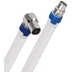 Coax kabel op de hand gemaakt - 7.5 meter - Wit - IEC 4G Proof Antennekabel - Male haaks en Female rechte pluggen - lengte van 0.5 tot 30 meter