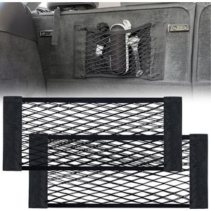 2 x kofferbaknettas klittenband [25 x 60 cm] - universele organizer in de auto - bagagenet voor auto-accessoires zoals veiligheidsvesten en brandblussers