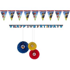 Paw Patrol - Feestversiering - Kinderfeest - Verjaardag - Themafeest - Feest - Slinger - Vlaggenlijn - Waaier hangdecoratie.
