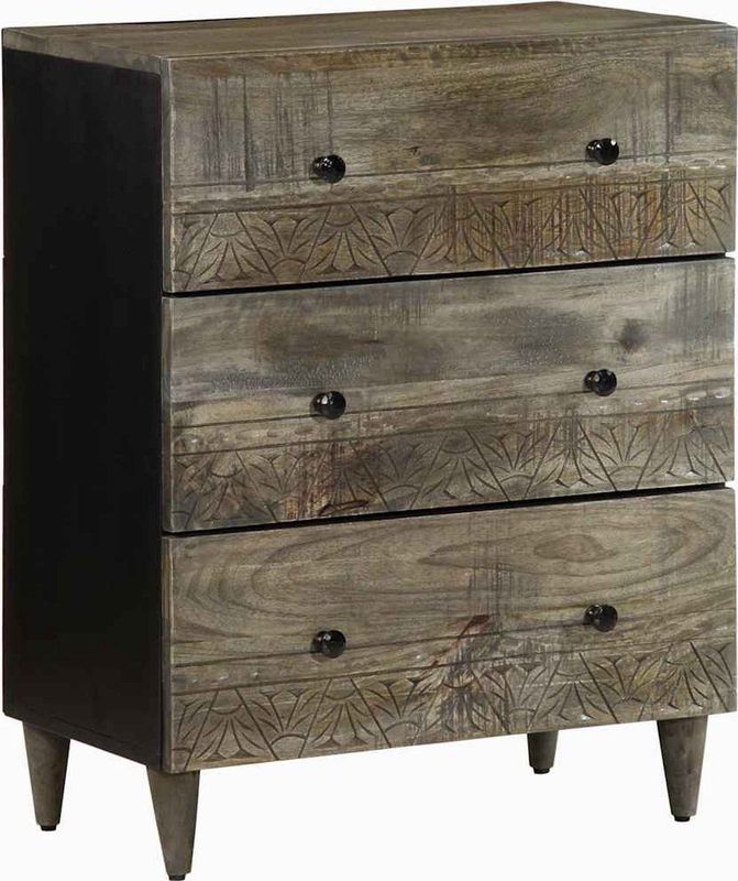 vidaXL - Dressoir - 60x33,5x75 - cm - massief - mangohout - lichtgrijs