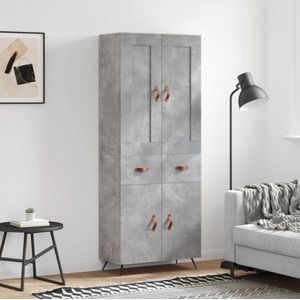 The Living Store Hoge Kast - Betongrijs - Dressoir- 69.5x34x90 cm - Opzetkast- 69.5x34x90 cm