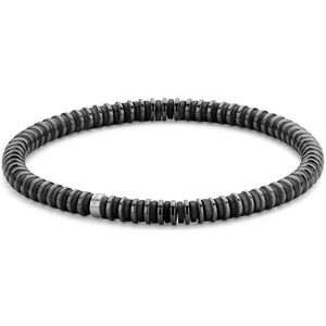 Frank 1967 7FB-0452 natuurstenen armband - stretch - zwart / staal