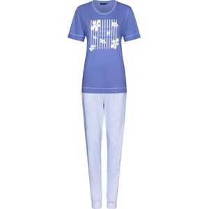 Pastunette - Flowerful - Dames Pyjamaset - Blauw - Organisch Katoen - Maat 42