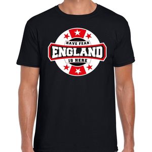 Have fear England is here t-shirt met sterren embleem in de kleuren van de Engelse vlag - zwart - heren - Engeland supporter / Engels elftal fan shirt / EK / WK / kleding S