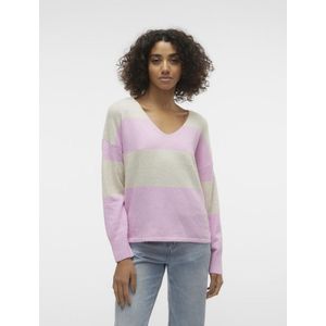 Vero Moda Vmdoffy Ls V-Neck Stripe Pullover Pastel Lavender MULTICOLOR S