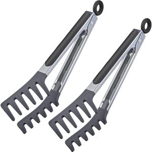 2 buffetten, met siliconen vorklussen en rubberen handgrepen, lengte: 25,5 cm, roestvrij staal/kunststof/siliconen, Fork Silicone Mini, zilver/zwart