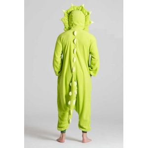 KIMU Onesie Triceratops Pak - Maat M-L - Dinosauruspak Kostuum Groen 170 176 - Zacht Jumpsuit Pyjama Dino Huispak Dames Heren Fleece Overall Festival