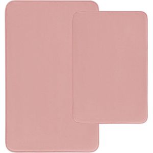 2-delige ultra dikke badmat, traagschuim, antislip, luxe badkamertapijt, badmatset, 2-delig, douchemat, badmatset, badkamermat, 40 x 60 cm + 50 x 80 cm, roze