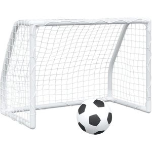 vidaXL - Kindervoetbaldoelen - 2 - st - met - bal - 64x35x48 - cm - metaal - wit