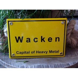 Emaille koelkastmagneet Wacken capital of heavy metal 6x4 met magneet