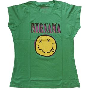 Nirvana - Xerox Happy Face Pink Dames T-shirt - L - Groen