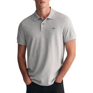 Gant - Shield Piqué Poloshirt Grijs - Regular-fit - Heren Poloshirt Maat XXL