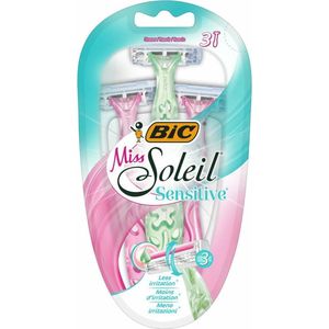 BIC Miss Soleil Sensitive Wegwerpscheermesjes Vrouwen - 2 roze en 1 mintgroene - Pak van 3 Stuks