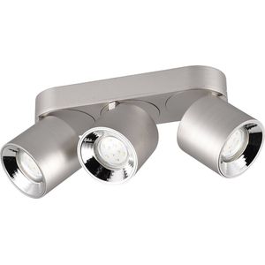 LED Plafondlamp - Plafondverlichting - Torna Pinati - GU10 Fitting - 3-lichts - Rond - Mat Nikkel - Metaal
