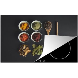 KitchenYeah® Inductie beschermer 77x51 cm - Pollepel - Specerijen - Kruiden - Groen - Bruin - Rustiek - Kookplaataccessoires - Afdekplaat voor kookplaat - Inductiebeschermer - Inductiemat - Inductieplaat mat