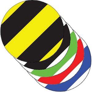 Stip gestreept 20 stuks Geel & Zwart ø 60 mm - vloersticker met gladde toplaag