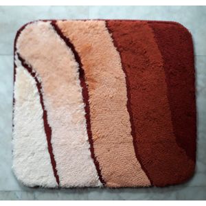 Anti-slip Badkamermat - Bidetmat - 55cm x 50cm - Bordeaux/Oranje