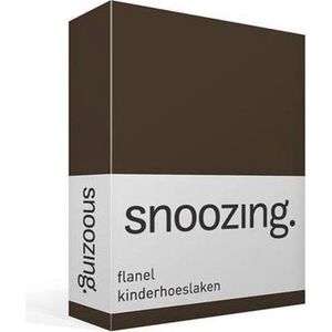 Snoozing - Flanel - Kinderhoeslaken - Ledikant - 60x120 cm - Bruin