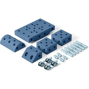 Modu Explorer Kit - Zachte blokken-19 onderdelen- Open Ended speelgoed - Speelgoed 1 -2-3 jaar- Deep Blue / Sky Blue