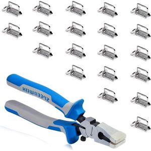 Sleutelhanger Tang - 20 Sets - Hardware Sets - Wit Nikkel - Glas Brekende Tang - Rubber Tips