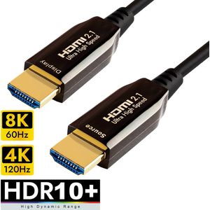 Qnected® Actieve HDMI 2.1 kabel 20 meter - 4K@120Hz, 4K@144Hz, 8K@60Hz - HDR10+, Dolby Vision - eARC - Ultra High Speed - 48 Gbps | Geschikt voor PlayStation 5 - Xbox Series X & S - TV - Monitor - PC - Laptop - Beamer